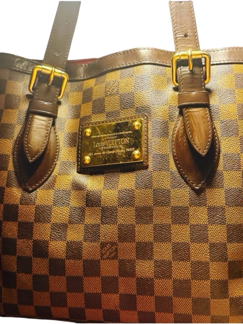 Louis Vuitton Brown and Gold Damier Ebene Tote